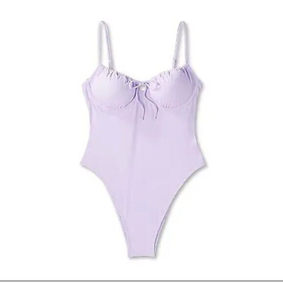 Wild Fable Underwire High Leg Cheeky One Piece Swimsuit Lilac XXS - Picture 4 of 8